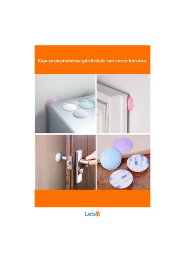 Beyaz Silikon Kapı Duvar Koruyucu Tampon 4'lü Paket Çok Renkli