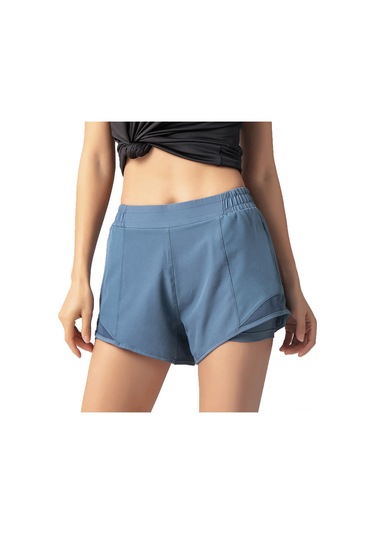 Reedark Kadın Spor Şortu: Hızlı Kuruma, Yüksek Bel, Fermuarlı Cep, Rahat Ve Esnek Tasarım Mavi