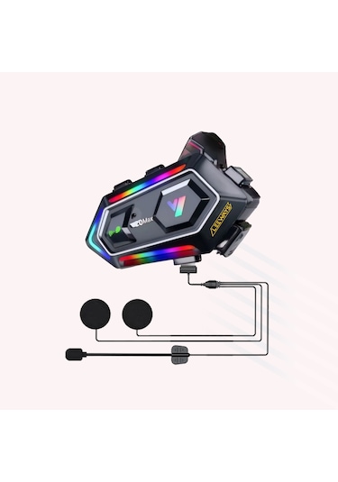Y20 Max Motorsiklet Intercom Su Geçirmez Kask 2 Kişi Telsiz Bağlantılı Intercom Rgb Intercom