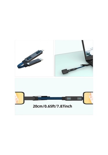 Honeybeeshop 4ü 1 Arada Ultra Hızlı Şarj Kablosu 20 Cm İphone Uyumlu Samsung Xiaomi Usb C İçin Çinko Alaşımlı Veri Kablosu