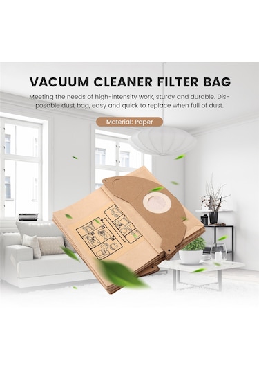 Leasetake 10 Adet Vakum Filtresi Toz Torbası Toplama Çöp Torbası 6.904-322.0 Karcher A2004 Wd2 Elektrikli Süpürge Parçaları İçin Vakum Torbaları