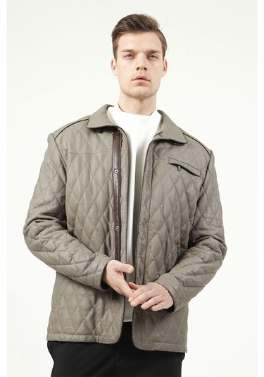 Dericlub E-1012 Gummy Gerçek Deri Erkek Kaban-Vizon