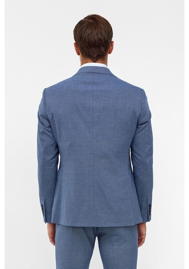 SÜVARİ Buz Mavi Slim Armürlü Sivri Yaka 6 Drop Takım Elbise