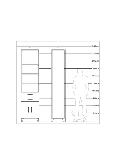 Hyperion Dolap 5 Raflı 2 Çekmeceli 2 Kapaklı 60x44x243 Antrasit-aytaşı Antrasit