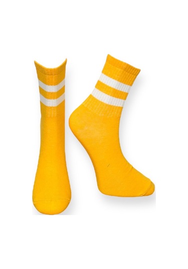 4'lü Unısex İki Şeritli Esnek Nem Alabilen Pamuklu Spor Soket Çoraplar Çok Renkli