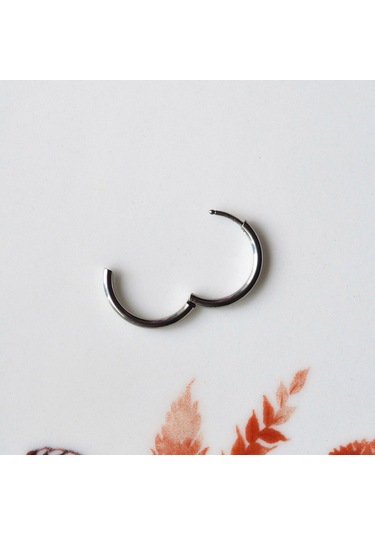 Erkek Cerrahi Çelik Küpe Silver Renk 18 Mm Halka Gri