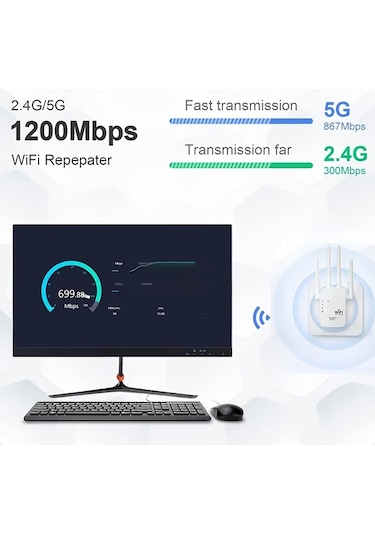 Xuweiwei Beyaz Wifi Genisletici Wifi Sinyal Guclendirici Wıfı6 Uyumlu 4 Antenli 11000 Metrekare Kapsama 35 Cihaz Destekli Ethernet Portlu