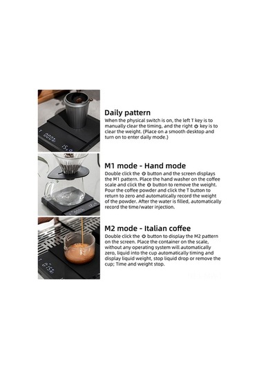 Novahub 3 Modlu Kahve Terazisi: 0.1g Doğruluk, 2000g Kapasite, Type-c Şarj, Zamanlayıcı Beyaz Beyaz