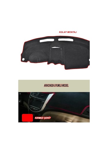 Ford Mondeo 1993-1998 3d Özel Yeni Torpido Koruma Kılıfı - Ön Göğüs Panel Kaplama - Kırmızı Şerit