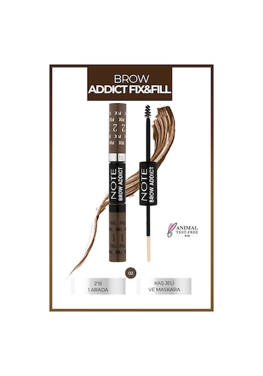 Note Cosmetics Brow Addict Fix&Fill Kaş Farı ve Maskarası 2'si 1 Arada - 02 Light Brown