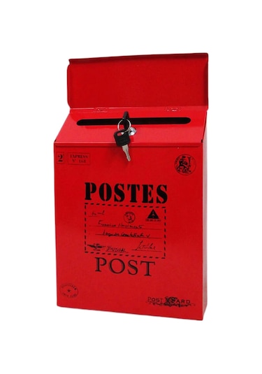 Galvanizli Posta Kutusu Posta Kutusu Duvara Monte Öneri Kutusu Açık İçin Kilit İle Ev Bahçe Cafe Dükkanı Duvar Dekor Koyu Gri Chına