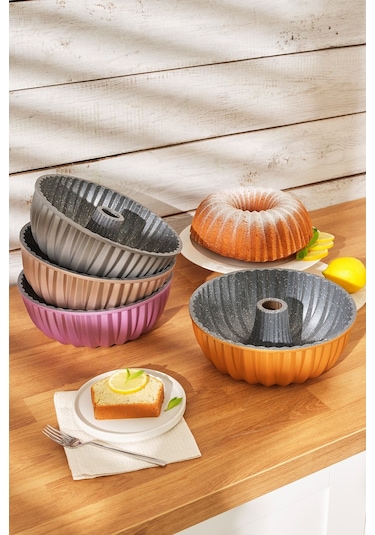 Emsan Griss Hardstone Döküm Kek Kalıbı Gold 24 CM