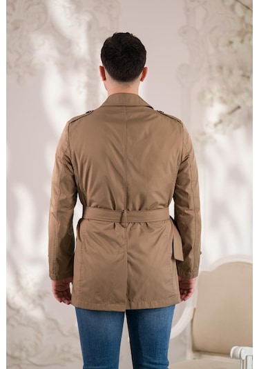Slim Fit Astarlı Baharlık Kemerli Erkek Trençkot 001
