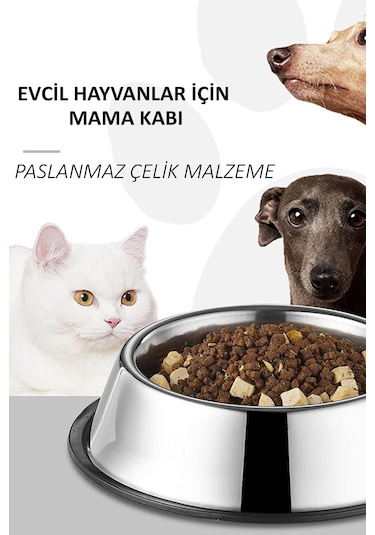 Noyiska Paslanmaz Çelik Metal Kedi Köpek Mama ve Su Kabı