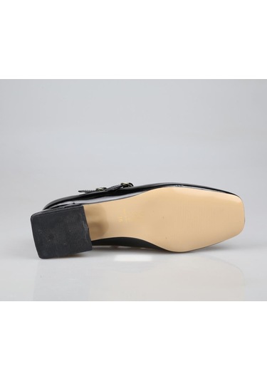 Feles 106-520 Siyah Rugan Kadın Topuklu Ayakkabı Siyah Rugan