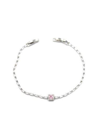 Pembe Taşlı Bileklik - Gümüş Çok Renkli