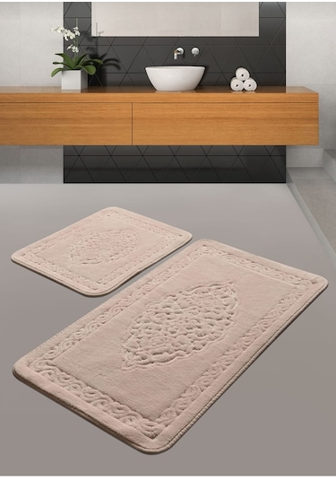 Madame Clean Pudra 2'li Pamuklu Banyo Paspas Seti Osmanlı Desen Pudra