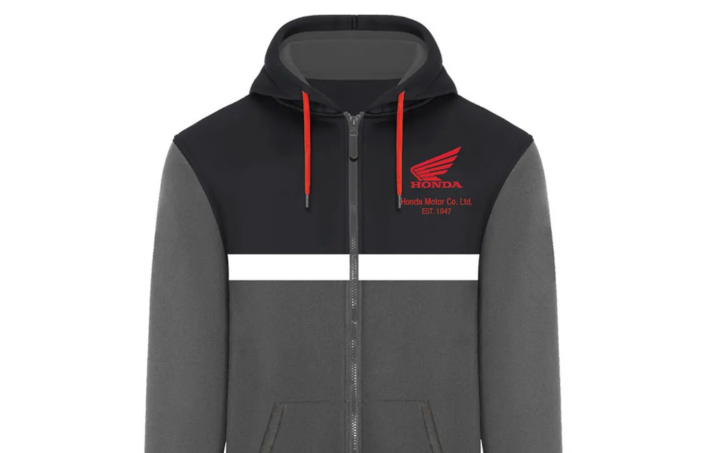 Honda Collection Honda Kapüşonlu Fermuarlı Gri Sweatshirt