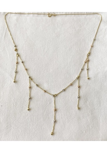 Bydevli Dorika Toplu İtalyan Altın Kolye-bbyd239