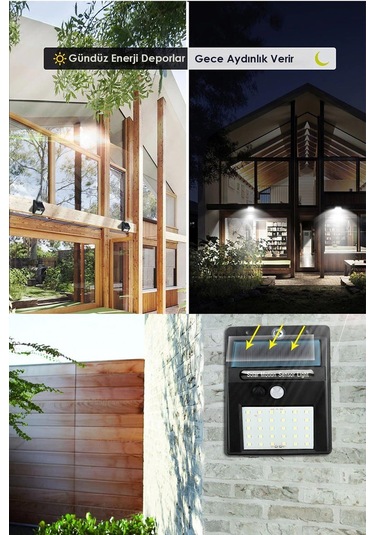 Technojet 1adet 30 Ledli Solar Hareket Sensörlü Bahçe Aydınlatma