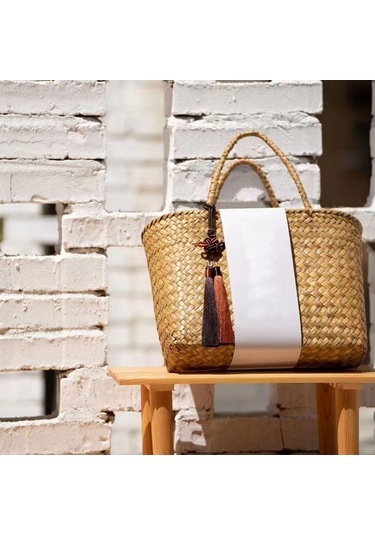 Suntek Kırsal Rattan Dokuma Çanta Şeker Torbaları Park Açık Kahverengi