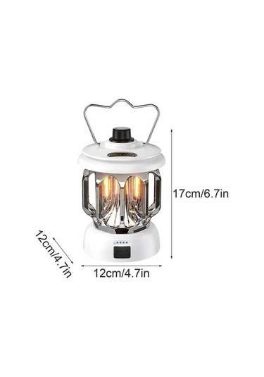 Bloomnest Şarj Edilebilir Retro Kamp Feneri, Taşınabilir Su Geçirmez Led Işık, Acil Aydınlatma, Beyaz Beyaz