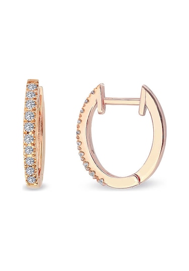 Pırlanta Yarım Tur Taşlı Halka Rose Küpe