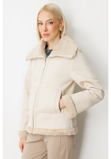 Ekol Kadın İçi Peluşlu Güderi Mont 8005 Kum Kum