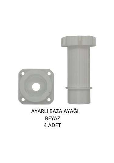 Ayarlanabilir Plastik Baza Ayağı 10-15 Cm, Beyaz, Çok Amaçlı Dolap Ayağı 4 Adet Beyaz