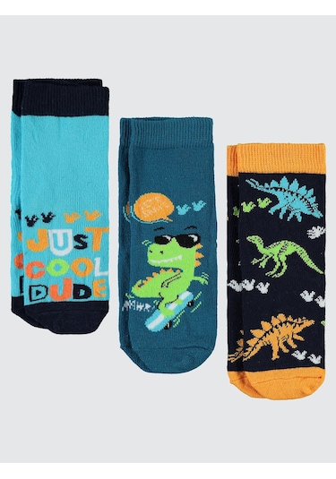 Civil Boys Erkek Çocuk 3'lü Soket Çorap 2-12 Yaş Siyah Siyah