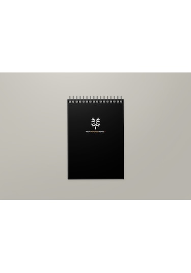 Notebook for Developers - Anonymous Hackers - Siyah - Kısmi Lak'lı Yumuşak Kapak - 50 Yaprak - Kareli - Spiralli Bloknot