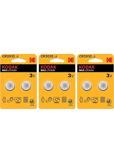 Kodak Max CR2032 Lityum Düğme Pil 2 x 3'lü