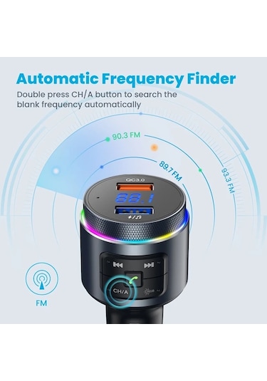 Honeybeeshop Standart V5 0 Fm Kablosuz Verici Araba Qc3 0 Led Aydınlatmalı Eller Serbest Araba Kiti Müzik Çalar