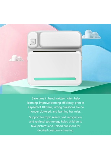 Skycity Öğrenci Hata Notu Yazıcı - Mini Taşınabilir Bluetooth Termal Yazıcı, 200dpı, 1200mah Pil, Etiket/fotoğraf Yazdırma, Mavi C19 1 Kağıtlı