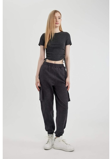 DeFacto Coool Basic Düz Beli Paçası Lastikli Kargo Cepli Jogger Eşofman Altı C1443AX24SPAR226