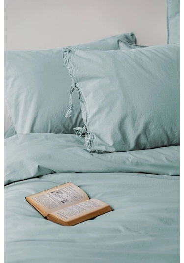 Savanna Yıkanmış %100 Pamuk Poplin Mint Çift Kişilik Nevresim Takımı
