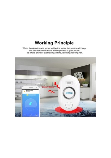 Flybuy Keruı Wifi Su Kaçağı Sensörü - Su Seviyesi Dedektörü, Alarm Ve Push Bildirim, Akıllı Yaşam/tuya App İle Ev Güvenliği
