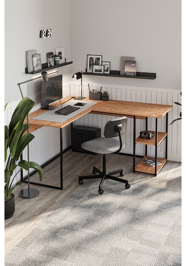Bofigo Çalışma Masası Ofis Masası Köşe Masa Bilgisayar Masası Odin 7 Çam