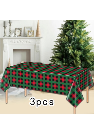 Suntek Yılbaşı Tek Kullanımlık Masa Örtüsü Tatil Su 3 Adet Küçük Kareli