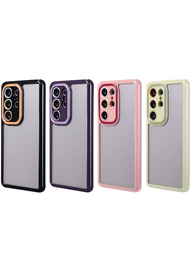 Galaxy Uyumlu S23 Ultra Kılıf Kamera Korumalı Renkli Kenar Ve Çerçeve Tasarımlı Klfs Vitamin Kapak-yeşil Yeşil