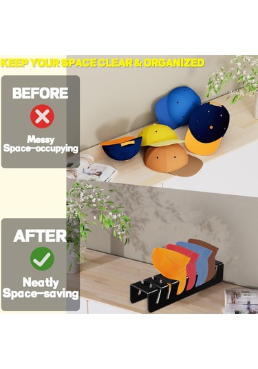 Neevoyu 7 Oluklu Akrilik Şapka Düzenleyici, Fişmen Şapka-kowboy Şapka Depolama Rafı, Transparan 1 Adet