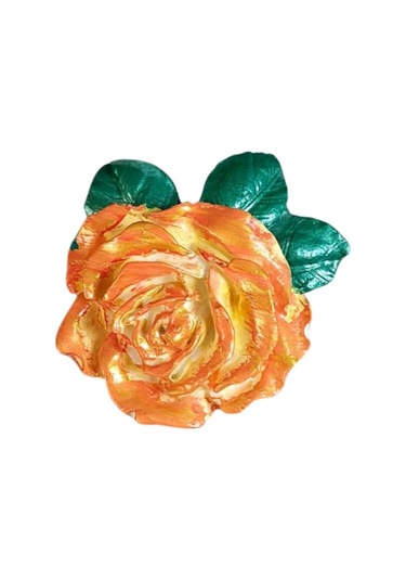 Uretti - Ayşe 7362 0385 El Yapımı Minik 2'li Pembe - Turuncu Renk Gül Magnet - 6 X 7 Cm