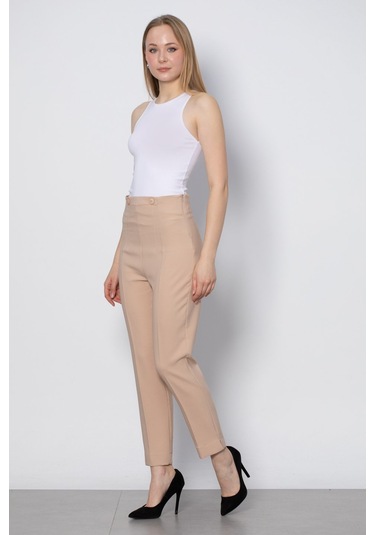 Çift Düğmeli Kumaş Pantolon - Taş-Taş