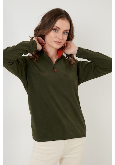 Lela Slim Fit Yumuşak Dokulu Anti-Pilling Tüylenme Yapmayan Yarım Fermuarlı Bayan Polar 5907000 Haki Lela Slim Fit Yumuşak Dokulu Anti-Pilling Tüylenme Yapmayan Yarım Fermuarlı Bayan Polar 5907000 Haki