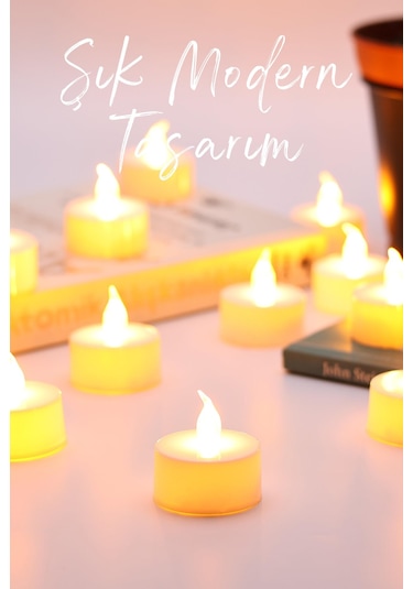 12 Adet Led Mum Tealight Mini Dumansız Pilli Alevli Dekoratif Yapay Mum Işıldak Beyaz 1036-2 Beyaz