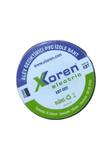 Xkoren Mavi Alev Geciktirici Pvc İzole Bant 0.13mm X 18mm X 10y 9.14m 10 Adet