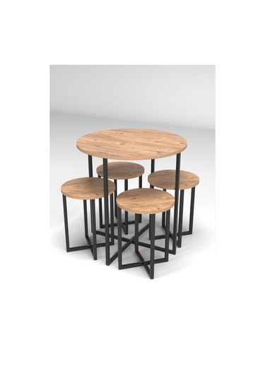 Retodesign 4 Kişilik Yuvarlak Masa Takimi Atlantik Çam 1685
