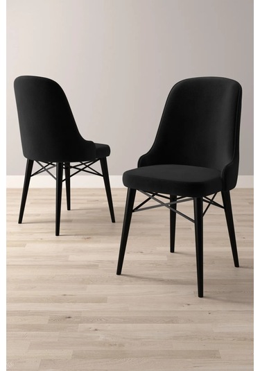 Nova Serisi, 1 Adet Siyah Mutfak Sandalyesi, Siyah Gürgen Ayak, 1. Sınıf Babyface Kumaş