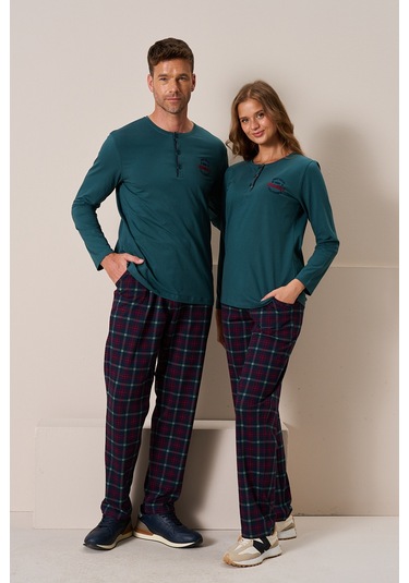Erkek Penye Uzun Kol Pijama Takımı 3196 Zümrüt Zümrüt