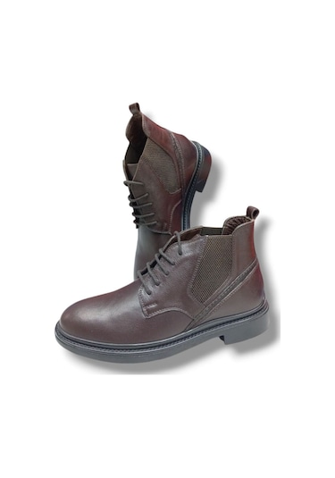 Growish Gr0259 Hakiki Deri Yüksek Yarım Bot Kaydırmaz Taban Erkek Bot Kahverengi